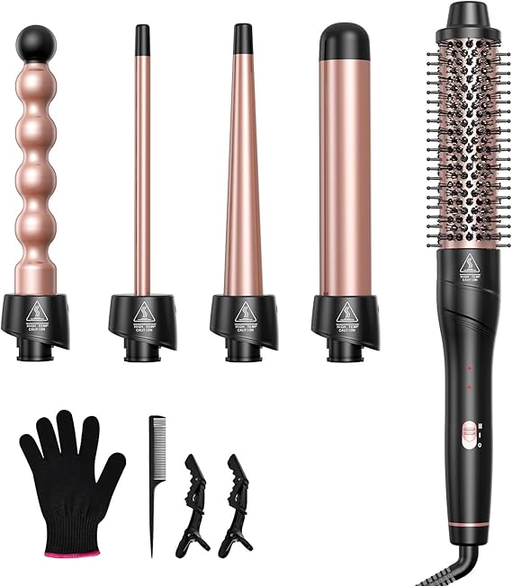 Achieve soft curls, loose waves, or glamorous hairstyles effortlessly with the Lopeie 5-in-1 curling wand set.